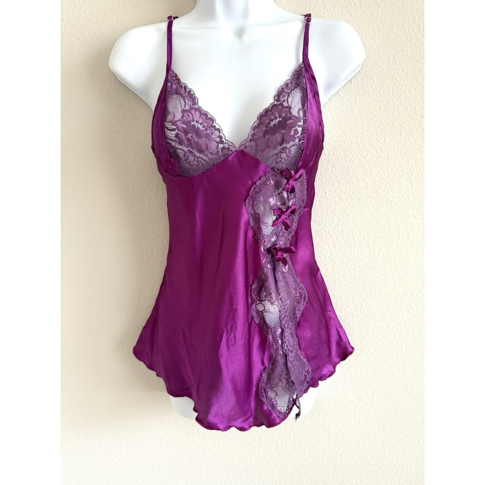 Vintage Y2K Shirley Of Hollywood‎ Purple Slip Womens Large Fairy Sexy Party Glam